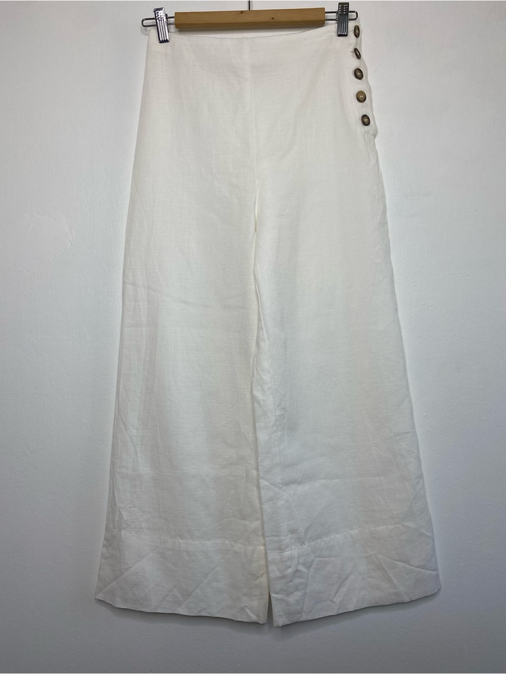 NWOT Linen blend wide leg Cropped pant Size Small Vaca Travel Resort